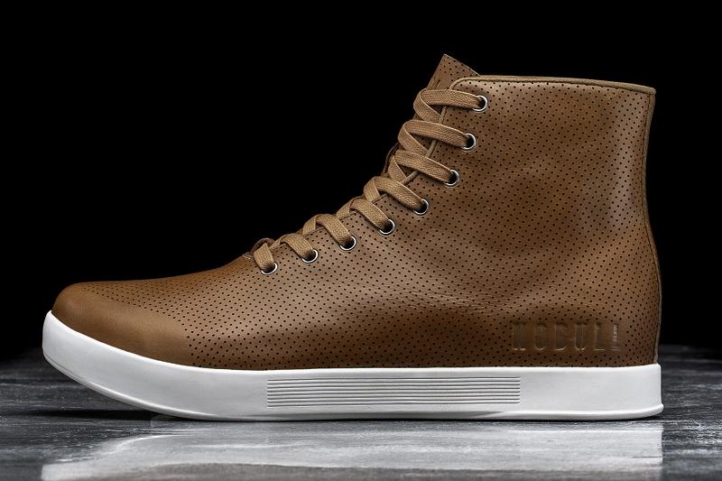 Brown Nobull High-Top Chestnut Leather Men\'s Trainers | CA H1386A